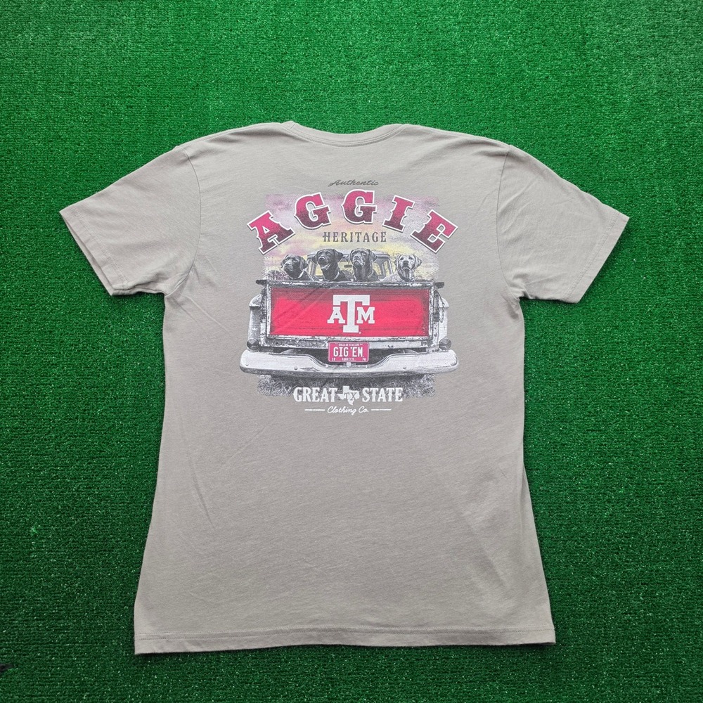 Texas A&M Aggies Heritage Tshirt Mens Medium Gray Dogs Truck Graphic Tee